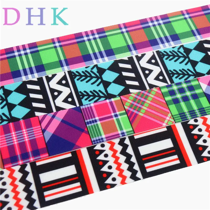 

DHK 1.5'' Free Shipping Plaid Geometrical Printed Grosgrain Ribbon Accessory Hairbow Headwear DIY Decoration 38mm S766