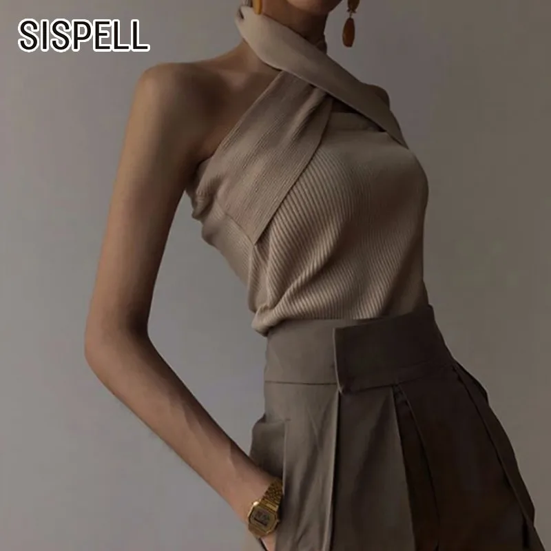 SISPELL летний однотонный тонкий свитер для женщин сексуальный с открытыми плечами