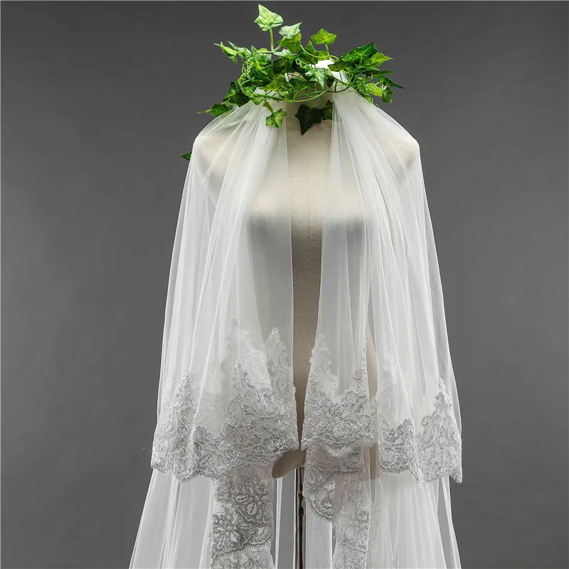 Tidetell Wedding Veils Tulle 3.5 Meter Length Lace Edge Simple Appliques Free Shipping Cheap Bridal New Veil With Comb | Свадьбы и