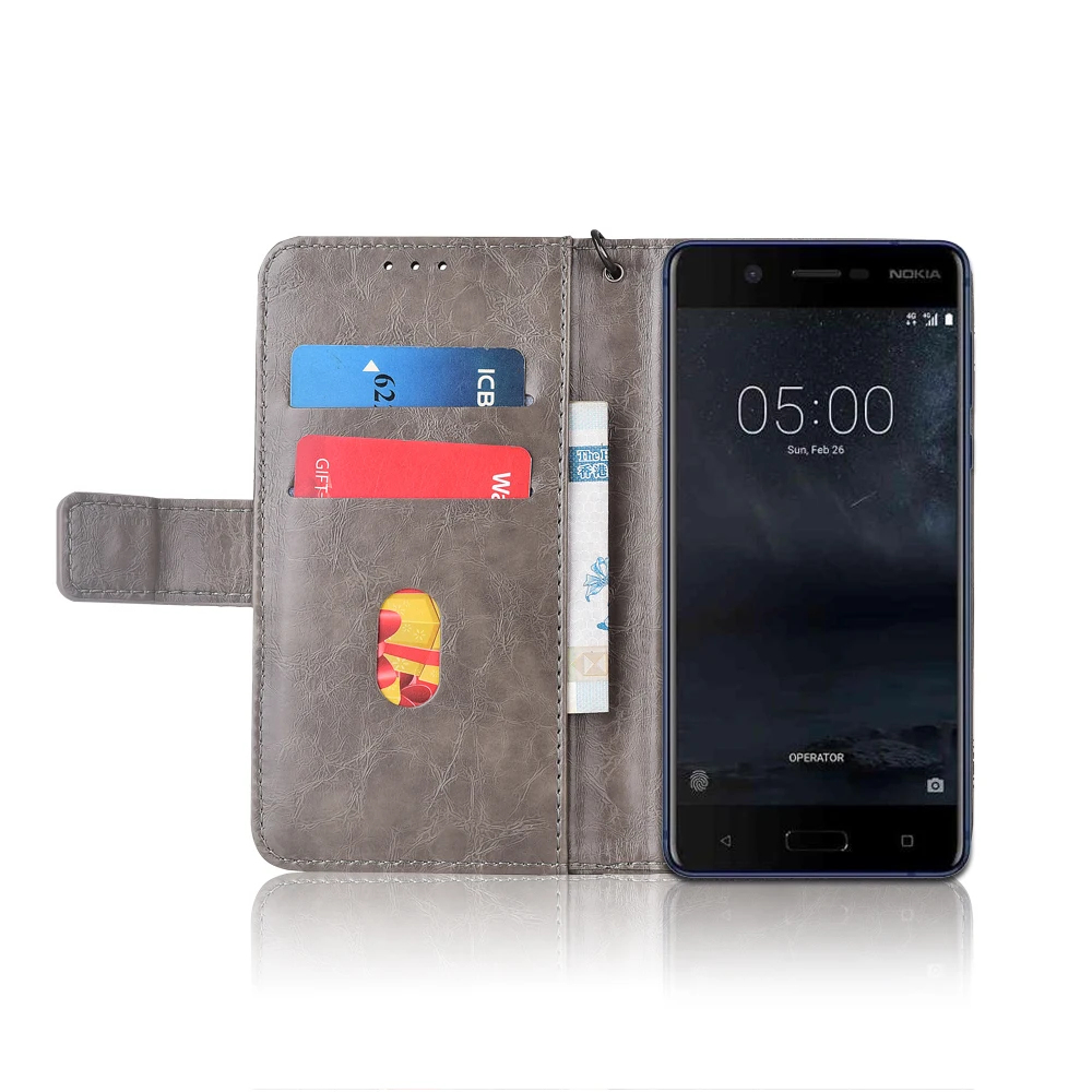 Кожаный чехол книжка для Nokia 5 TA 1053 чехлы с цветочным принтом бумажники ремешком