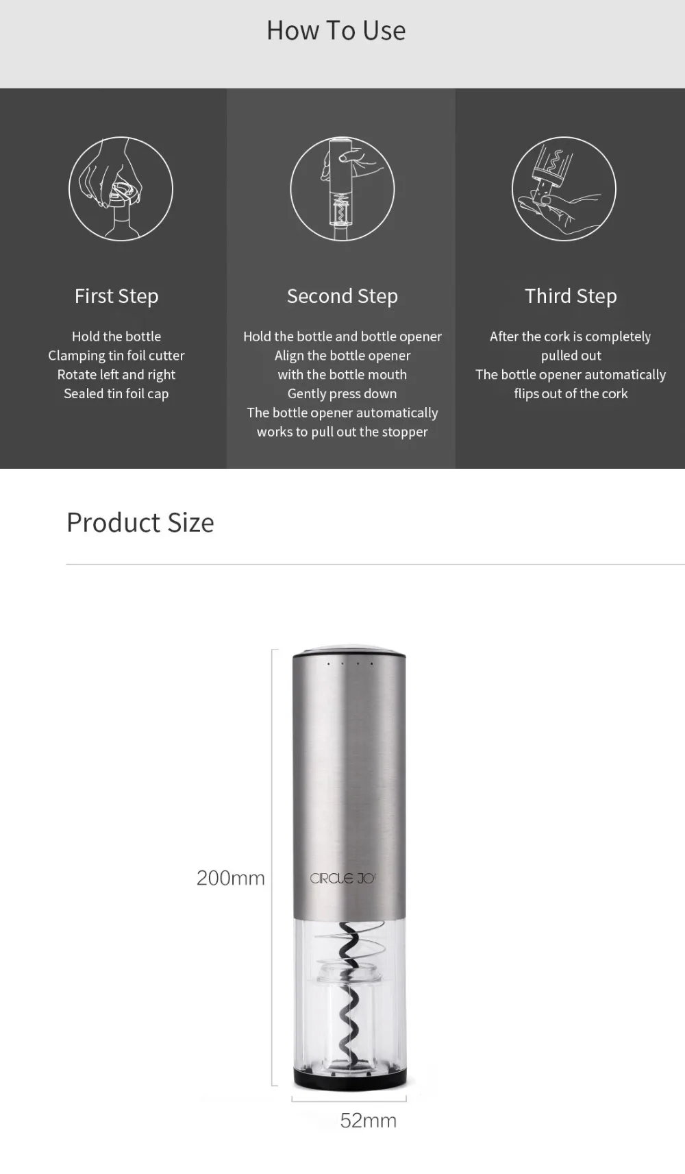 XIAOMI Mijia Circle Joy открывалка для вина usb зарядка Автоматическая электрическая открывалка инструмент для кухонного открытия CJ-EKPQ02