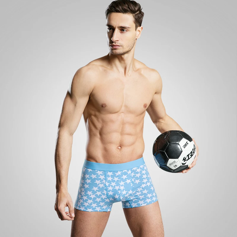 Модные мужские боксеры со звездным принтом сексуальное мужское нижнее белье