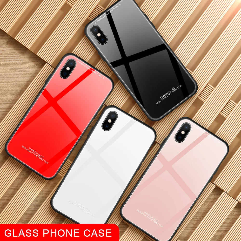 TPU + чехол из закаленного стекла для iPhone X XR мобильный 6 6S 7 8 Plus XS MAX ультратонкий