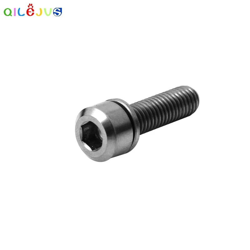 Велосипедный велосипед M6x20mm дисковые тормозные болты суппорта титановые шурупы с шайбой прокладка - Цвет: Titanium color