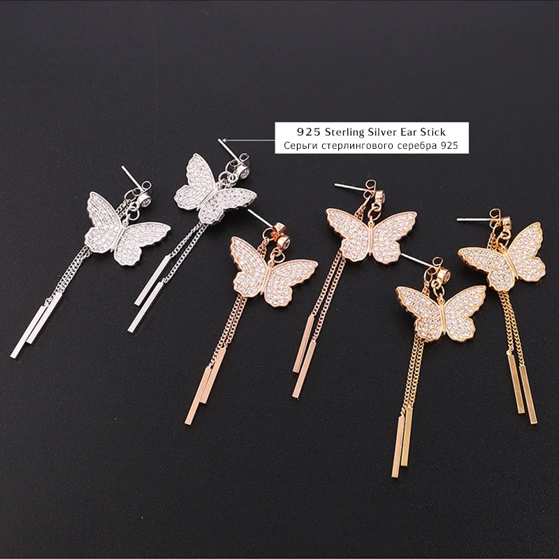 Анка бабочка стразы с кисточками в богемном стиле серьги для женщин Золотой Цвет