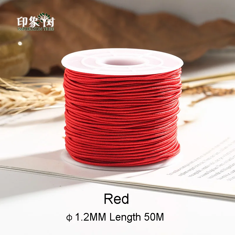 Red 1.2MM 0,8/1,0/1,2/1,5 мм высокие Стретч эластичный шнур круглого поделки своими руками браслет Цепочки и ожерелья ювелирных изделий, украшенных бисером нить 40092 - Цвет: Red 1.2MM