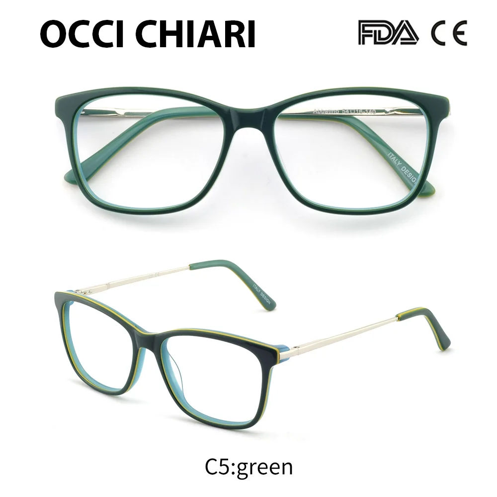 C5 OCCI CHIARI очки прозрачные оптические женские очки оправа прозрачные линзы очки дизайнерские трендовые ацетатные красные W-CARLEO - Цвет оправы: C5