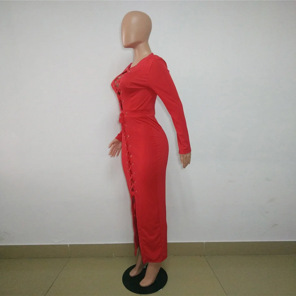 Hongmiao Новинка 2017 года модные женские туфли повязки длинное платье Красный Bodycon