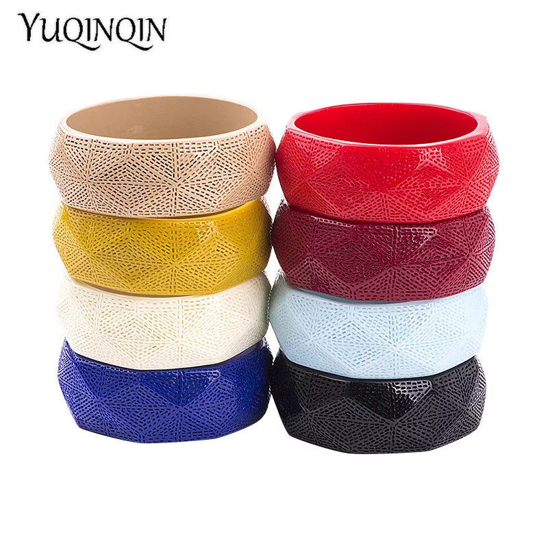 

Trendy Resin Cuff Engraved Bracelets Bangles for Women Statement Fashion Red Acrylic Bracelet Female Simple Charm Party Jewelry