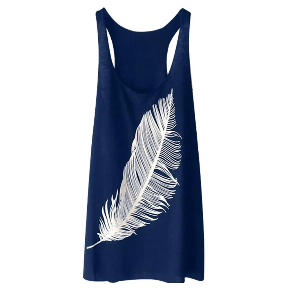 Женский летний длинный жилет с принтом в виде перьев Женская мода 2019 женские топы