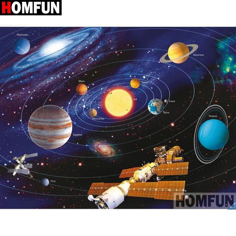 Алмазная живопись HOMFUN A17979 алмазная вышивка Планета пейзаж полная выкладка