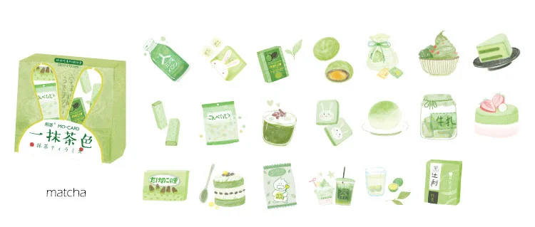 matcha 40 шт./упак. Kawaii с милым клубничным принтом Кот персик маркер стикер планировщик дневник канцелярские Стикеры s Скрапбукинг пуля журнал sl1974 - Цвет: matcha