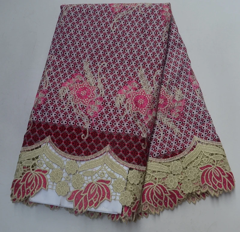

Hot Sale African Wax lace fabric high quality embroidery and stone french Net lace fabric for wedding dress TS7876