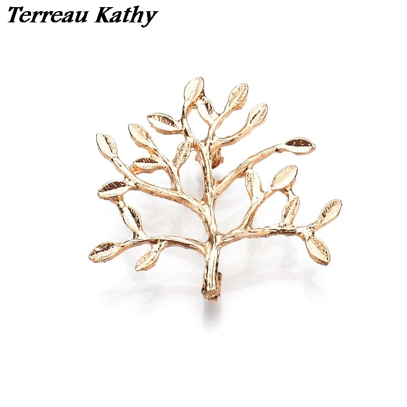 Terreau Kathy реальная стреляющая Золотая брошь с деревьями женский Рождественский