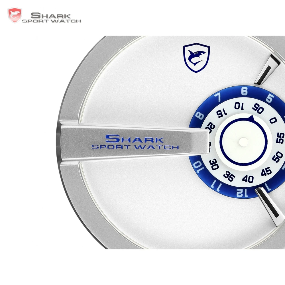 New SHARK Sport Watch Turntable Dial Special Design Quartz Crazy Horse Leather Strap Waterproof Male Wrist Creative Watch /SH561