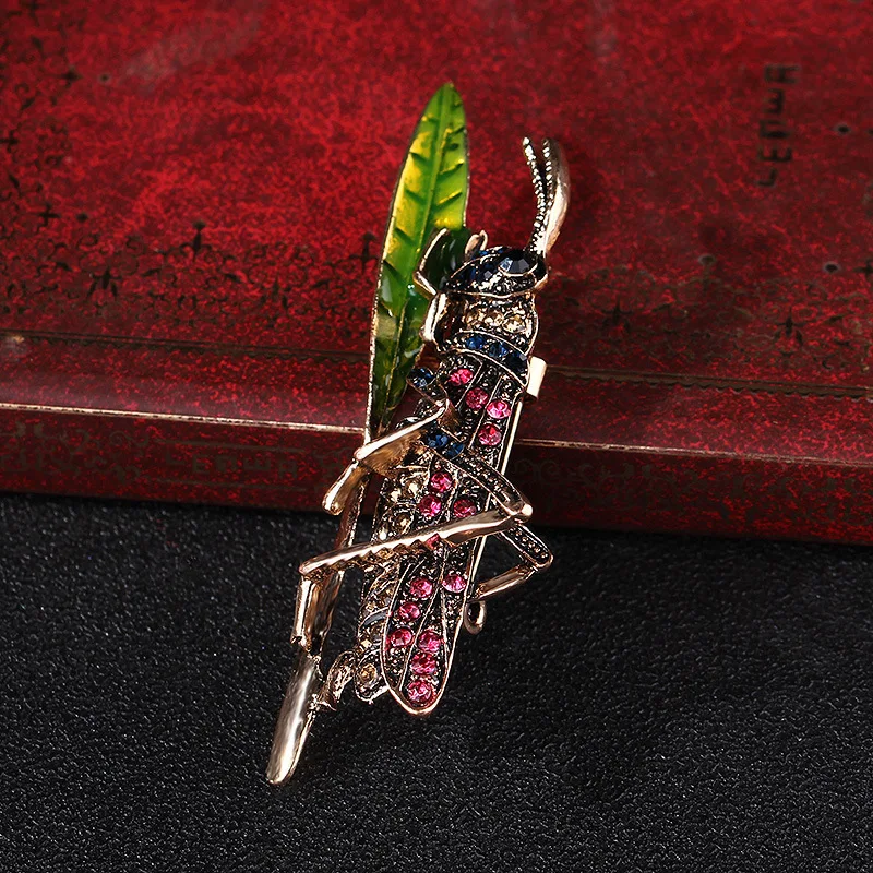 Стразы броши в виде кузнечика для женщин Винтажная брошь насекомых заколка