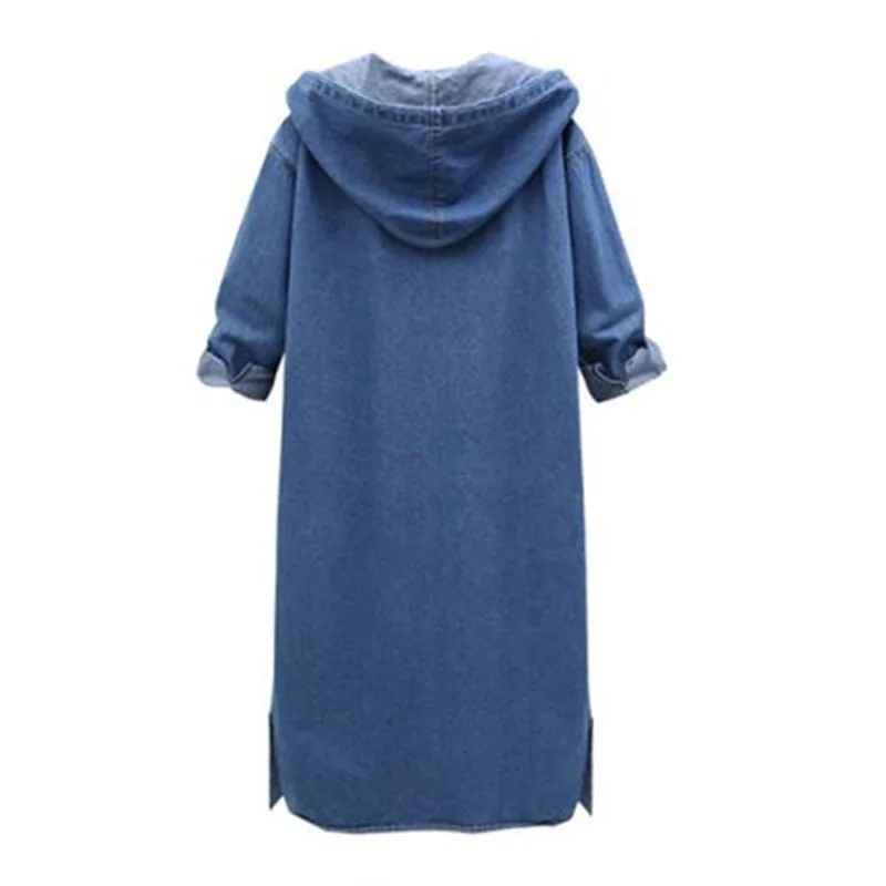 Женский Длинный джинсовый Тренч WSYORE с капюшоном размера плюс на весну и осень