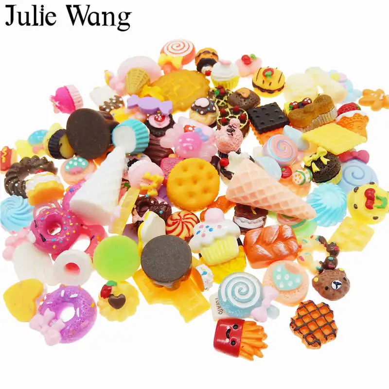 Julie Wang 100 шт. Смешанная полимерная для торта Хлеб леденцы кабошон слайм