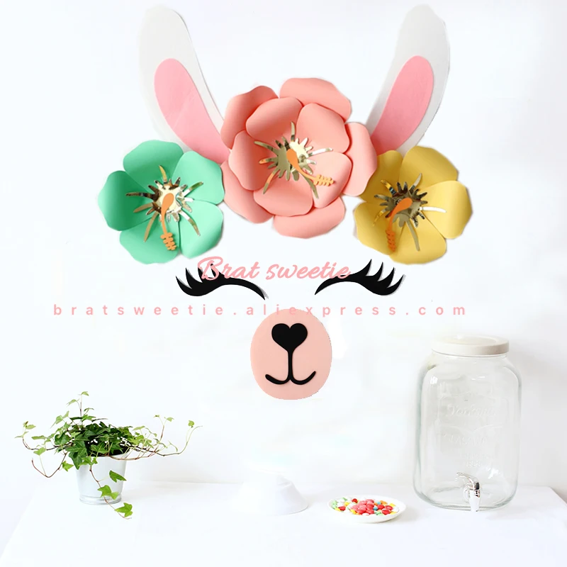 Kitty Party DIY Fake Paper Flower Artificial Flowers Set for Rabbit Cat Flamingo Birthday Wall Wedding Decoration Party Supplies