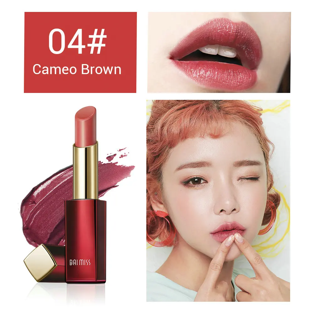 04 Cameo Brown Матовая бархатная губная помада BAIMISS, основа для макияжа, водостойкая, стойкая Красная губная помада, Косметика для макияжа, высокое качество, подарки для женщин - Цвет: 04 Cameo Brown