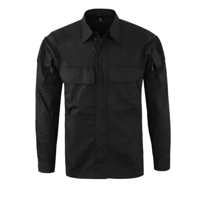 Black WOLFONROAD мужские камуфляжные военные тактические рубашки, уличная спортивная армейская форма, топы для пеших прогулок, рыбалки, одежда, боевая рубашка - Цвет: Black