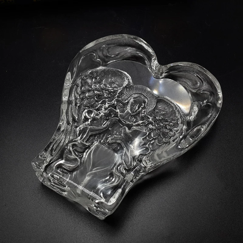 Красивые хрустальные фигурки ангелов в форме сердца стеклянные подарки на день