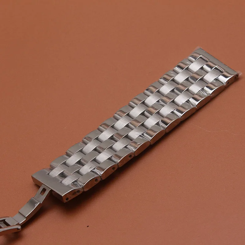 Ремешок из нержавеющей стали для часов однотонный браслет с застежкой бабочкой 16
