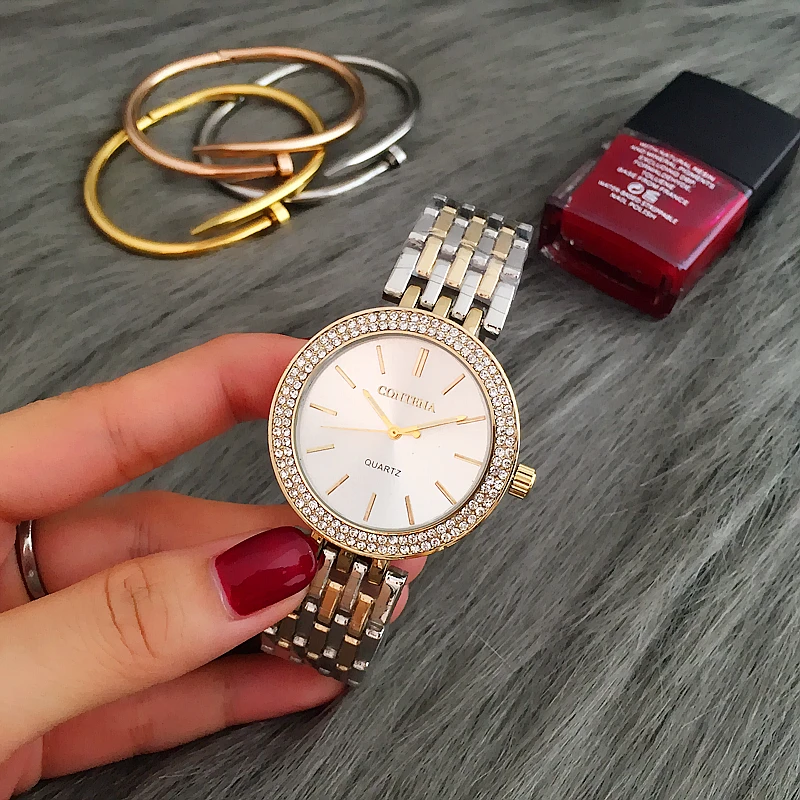CONTENA модные роскошные серебряные часы женские наручные со стразами из