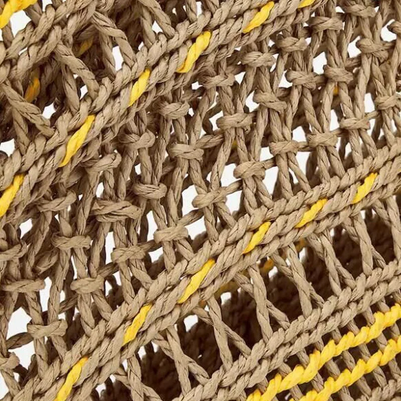 Ажурная большая соломенная сумка Женская пляжная на плечо ручная плетеная тоут с