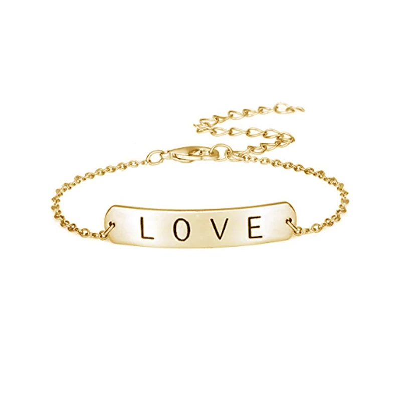 Fashion Inspirational Hope Love Faith Charm Bracelet Gold Silver Color Chain Bracelets For Women Men Stainless Steel Jewelry | Украшения и