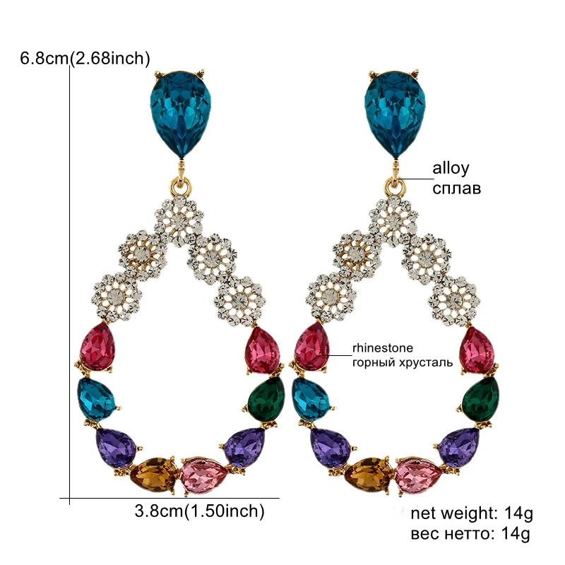 DiLiCa Fashion Dangle Earrings Rhinestones Geometric Charms Drop for Women Crystal Statement Party Jewelry | Украшения и