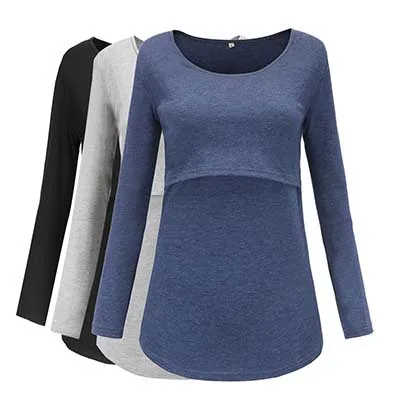 3 pieces AS PIC Комплект из 3 предметов; топы для беременных; блузка для кормления грудью с длинными рукавами; женский топ; одежда для мамы; Футболка для беременных; Premaman - Цвет: 3 pieces AS PIC