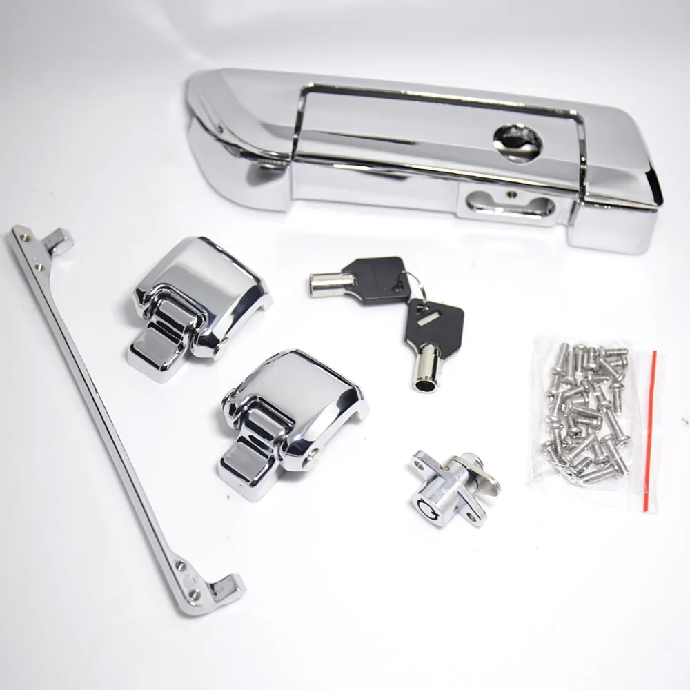 Chrome Trunk Lid Latch Hardware Kits Fit For Harley Touring Street Glide Road King Road Glide 14 15 16 17 With Tour Pak