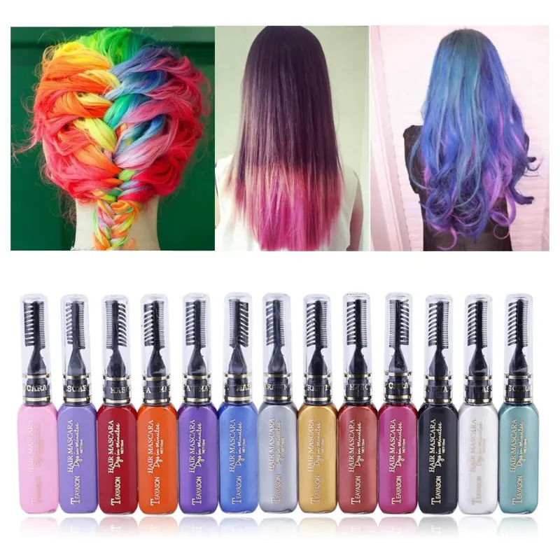 

One-time Hair Temporary Color Hair Dye Non-toxic DIY Hair Color Mascara Dye Cream Hair Wax Blue Grey Purple