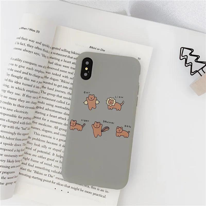 JIBAN Cute Cartoon Bear Phone Case for Apple Iphone X XS MAX XR 6 6s 6plus 7 7plus 8 Plus Soft TPU Couple Back Cover |