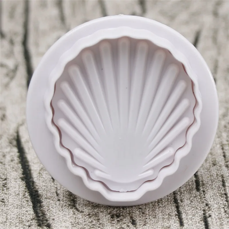 3Pcs Shell Shape Plastic Fondant Cake Molds Cookies Plunger Cutter Chocolate Mold Baking Decorating Tools | Дом и сад