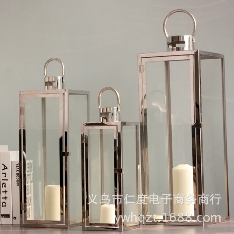 Европейский портативный стеклянный подсвечник из нержавеющей стали для