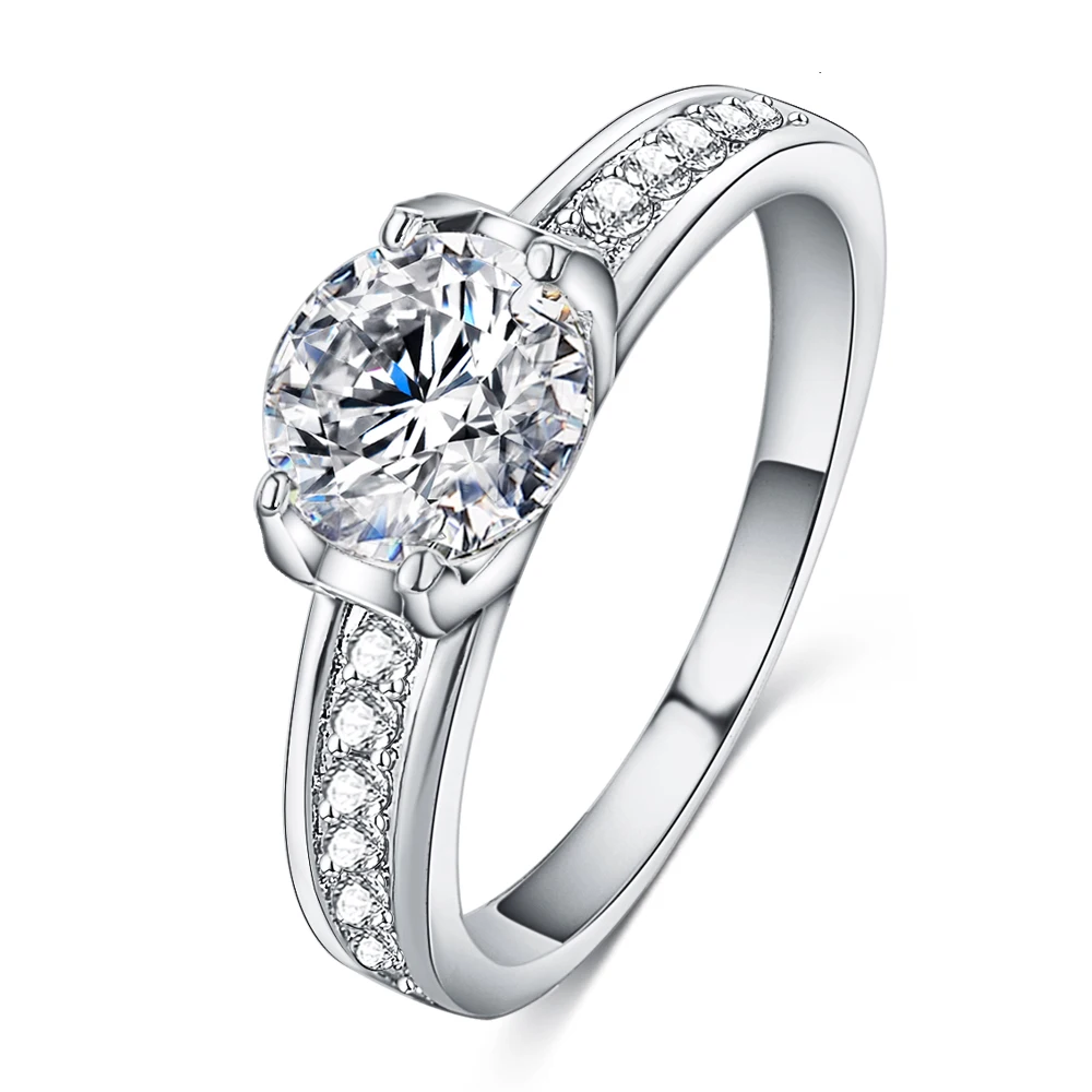 Мода AAA циркония свадебные кольца невесты для женщин белого золота цвет модные