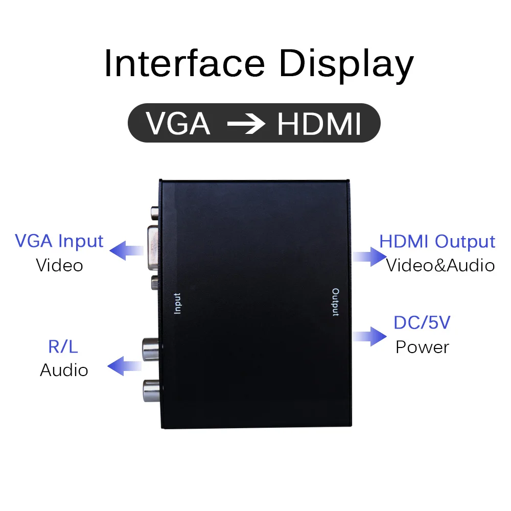 Преобразователь из VGA в HDMI с аудио VGA2HDMI 1080P разъем адаптера для проектора ПК ноутбук к HDTV с HDMI2VGA конвертер