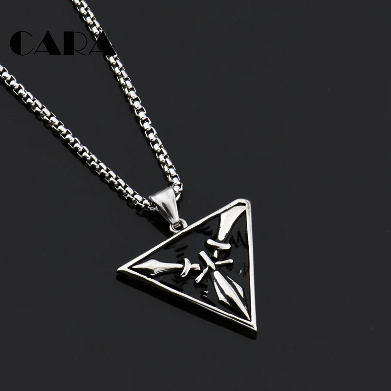 

2021 New arrival Vintage sword Triangular pendant necklace men 316L stainless steel hip hop necklace for men jewelry CAGF0380