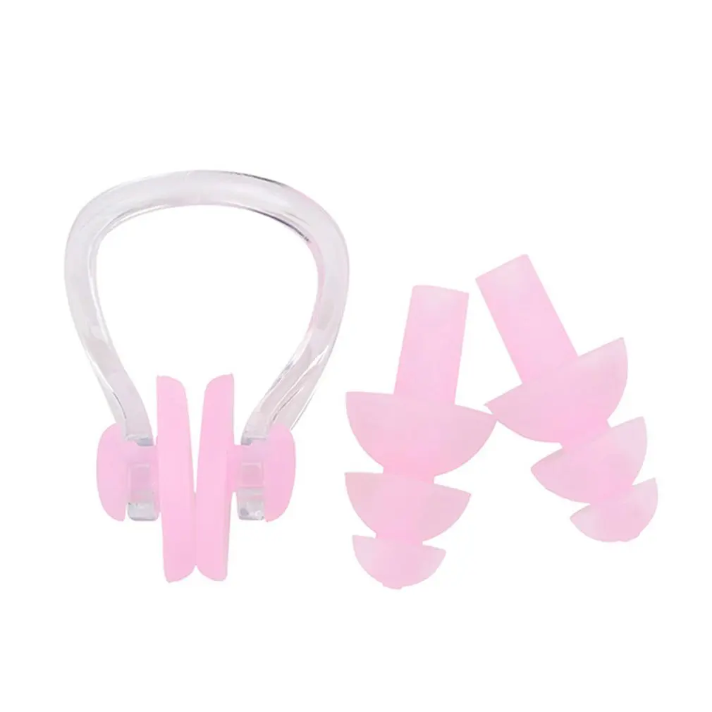 Pink Плавать ming Заглушки для ушей, зажим для носа чехол Защитный предотвращения воды защита ушной затычки мягкий силиконовый плавание погружение поставка Лидер продаж Прямая поставка - Цвет: Pink