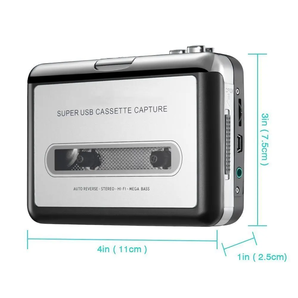 Удобная портативная лента для ПК Супер USB Cassette-to-MP3-плеер конвертер с usb-кабелем, наушниками и программным обеспечением