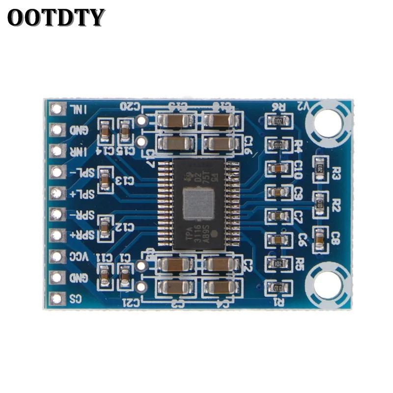 1 шт. Новый OOTDTY DC 12 В 24 мини TPA3116D2 2x50 Вт цифровой аудио усилитель мощности плата