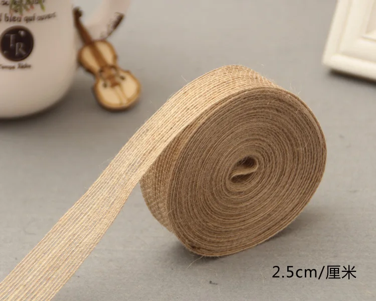 6/10/15/20/25/30/38 мм джутовая Мешковина ленты DIY ручной работы ремесла гессенской шпагат веревочные шнуры в деревенском стиле Одежда для свадьбы, дня рождения украшения - Цвет: 25mm