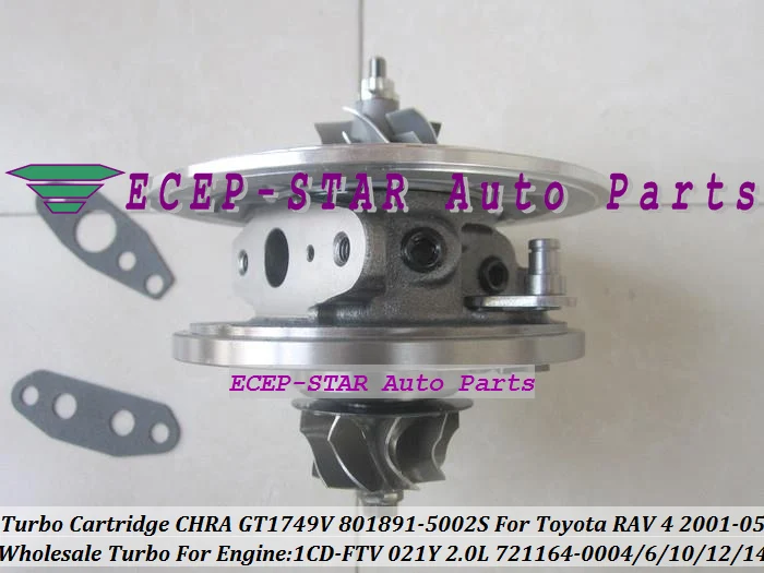 Турбокартридж CHRA GT1749V 721164 801891-5002S 17201-27040 Турбокомпрессор Для TOYOTA RAV4 D4D Avensis для