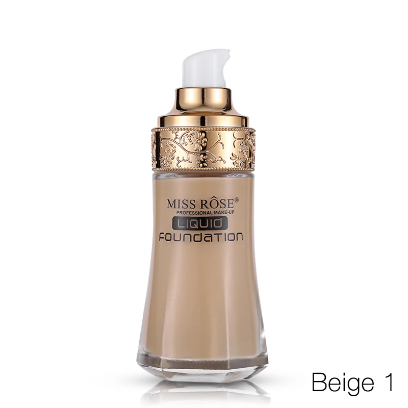 beige1 Miss Rose брендовая основа для макияжа Жидкая Основа полное покрытие увлажняющий отбеливающий крем для кожи макияж праймер натуральный консилер - Цвет: beige1