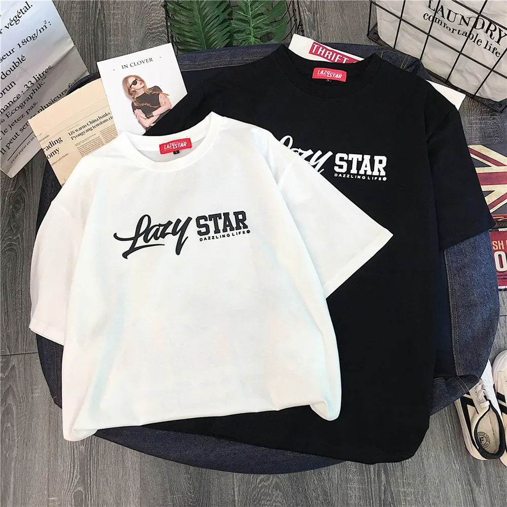Ленивый ветер с коротким рукавом футболки женские свободные 2019 Новая мода