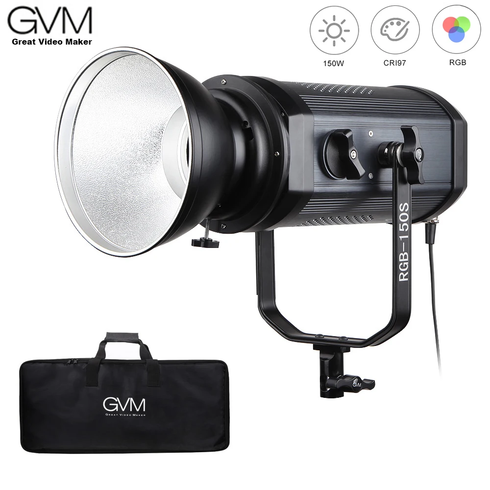 GVM RGB-150S COB RGB Полноцветный Светодиодный светильник для видеосъемки CRI 95+ TLCI 95+ двухцветный 2000 K-5600 K с регулируемой яркостью для фото видео студии DSLR