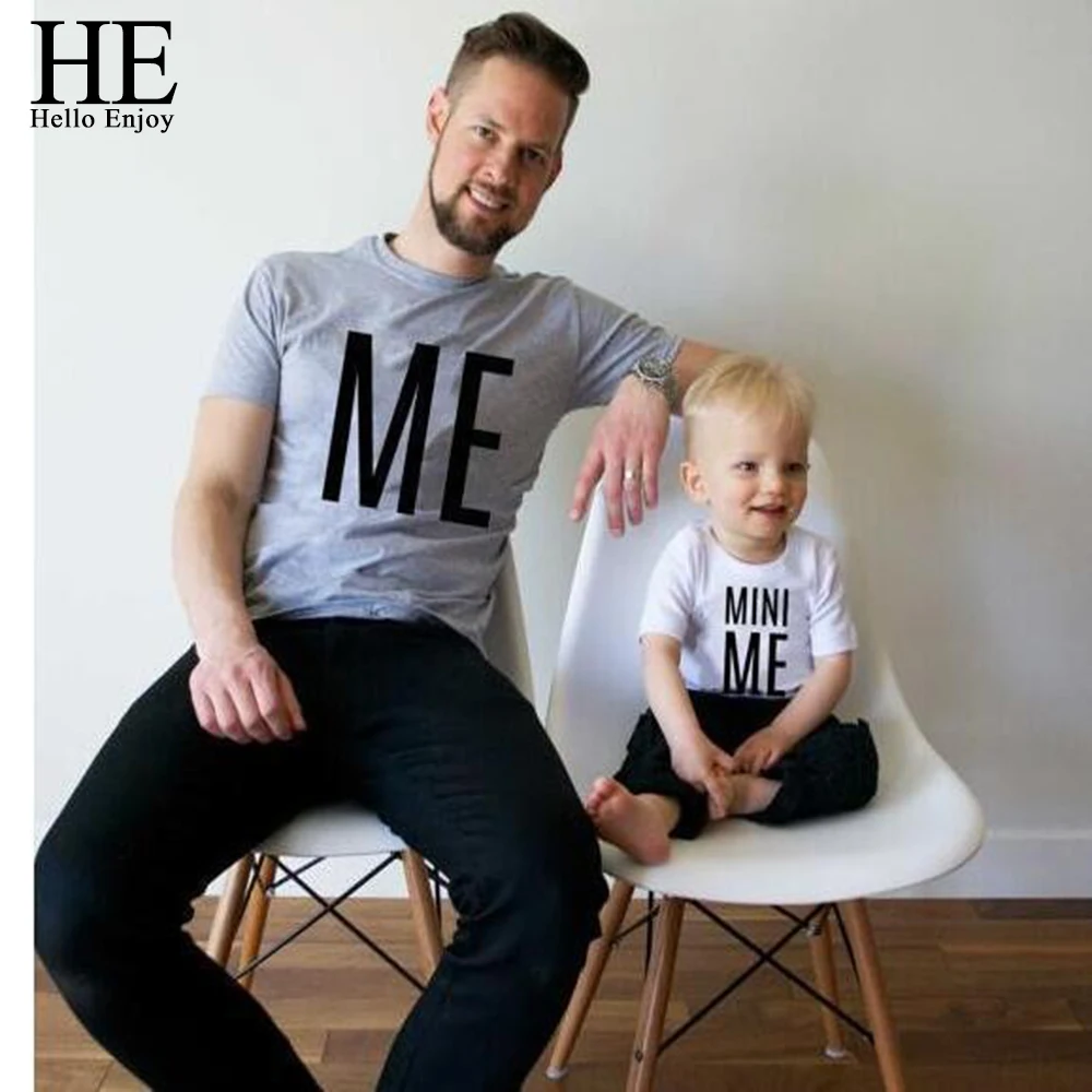 HE Hello Enjoy/одинаковые комплекты для семьи летние Семейные папы и сына футболка