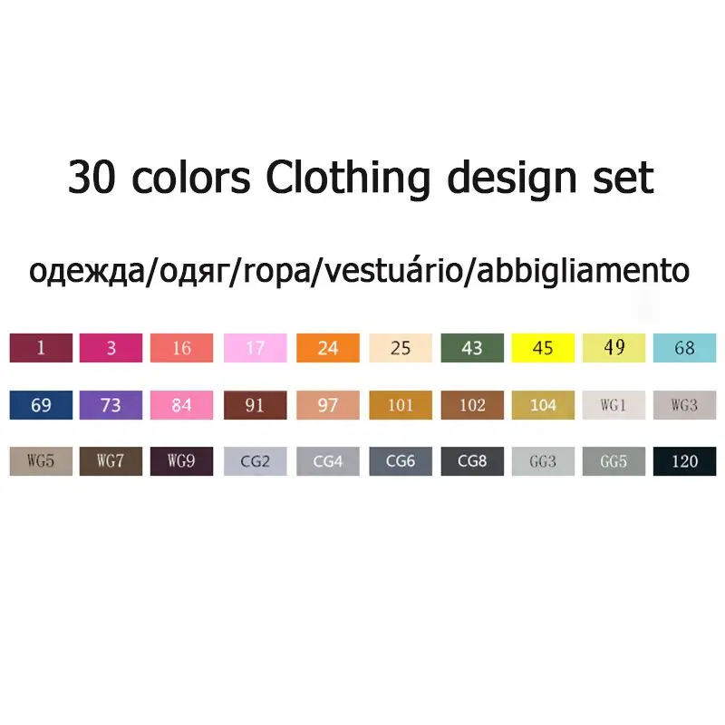 30 colors Clothing Touchnew 30, 40, 60, 80, 168 цветов, набор маркеров, двойная головка, эскизные маркеры, кисть для рисования, манга, анимационный дизайн, товары для рукоделия - Цвет: 30 colors Clothing